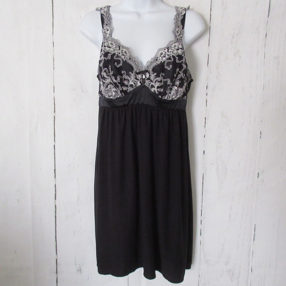 Soma Nightgown S Black Lace Nightie Sleep Dress
